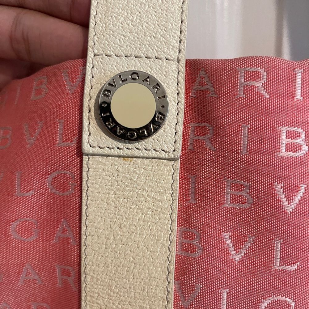 BVLGARI Tote bag Logo Mania Red Beige WomanAuthentic Used - Picture 7 of 8